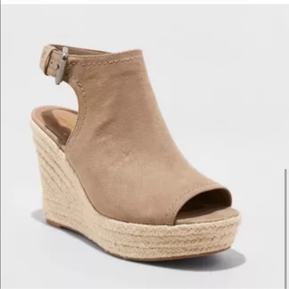 Universal Thread Shoes - Universal Thread Target Open Toe Boot Wedges Taupe